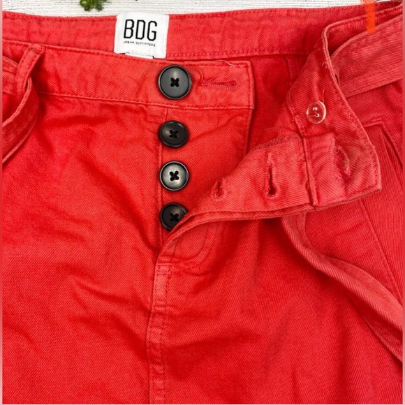 BDG By Urban Outfitters Red Tie Waist Denim Mini Skirt Medium - Picture 2 of 5
